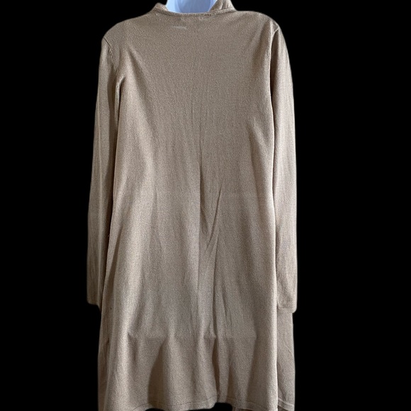 Like new! Chicos taupe ruffle cardigan M/L - Picture 3 of 4